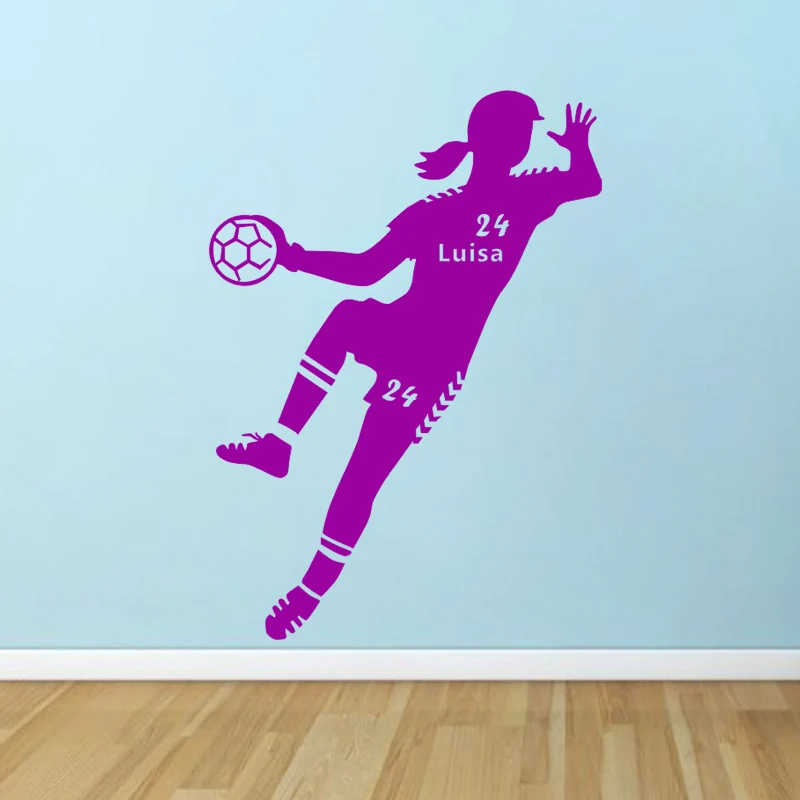 DIY индивидуальное гандбол Спорт Handballerin девушка любое имя и номер виниловая наклейка на стену художественная наклейка детская спальня