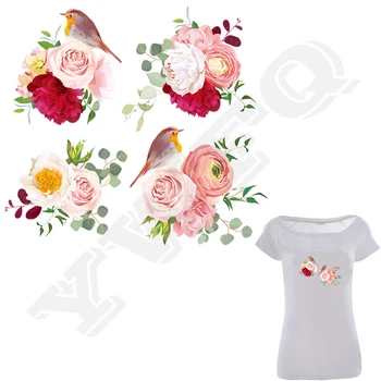 

Iron-On Patches Birds Flower Clothing Deco Diy Accessory Heat Transfer Washable New Design Badges Clothes Patches