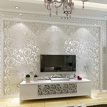 

Genuine victorian glitter wallpaper 3D silver background wall wallpaper roll home decor PVC wall paper for living room bedroom