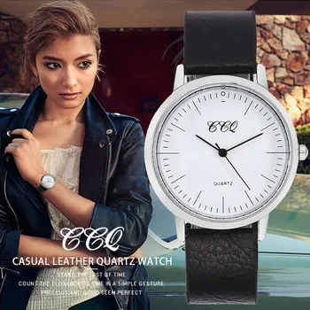 

CCQ Fashion Women Men Wrist Watch Casual Leather Strap Simple Face Quartz Watches Gift Clock Relogio Feminino Hot Selling