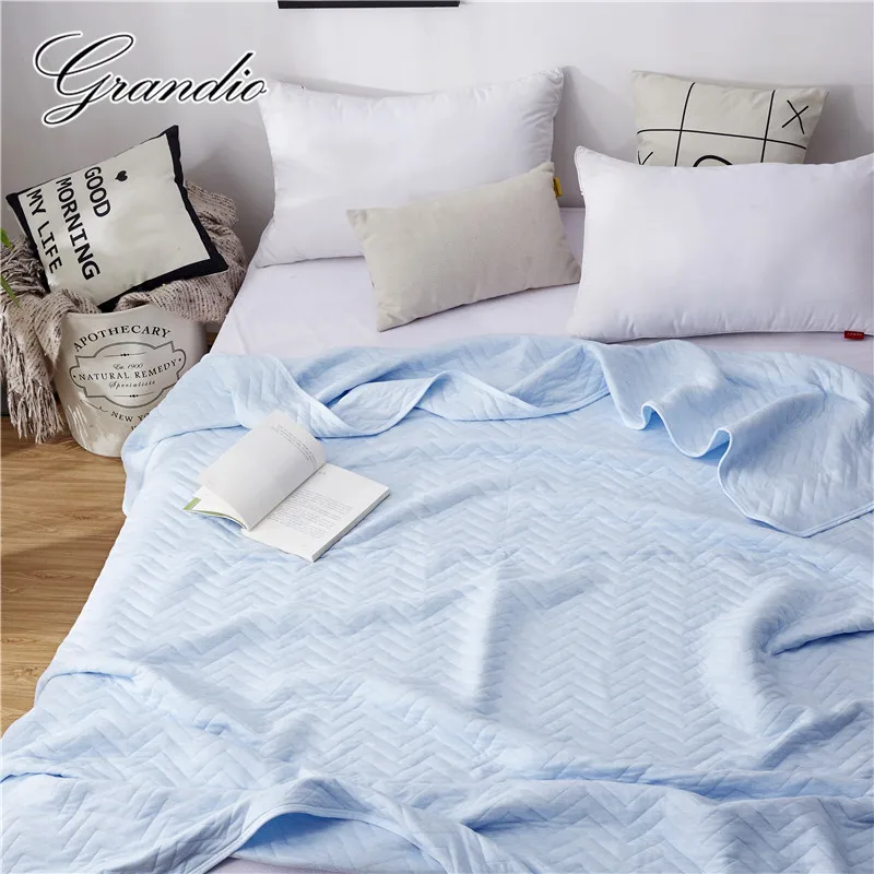 Oversized 200x230CM Towel Blanket 100% Cotton Solid Light Blue Knitted Thin Summer Quilt for Home Travel Hotel Airplane Picnic