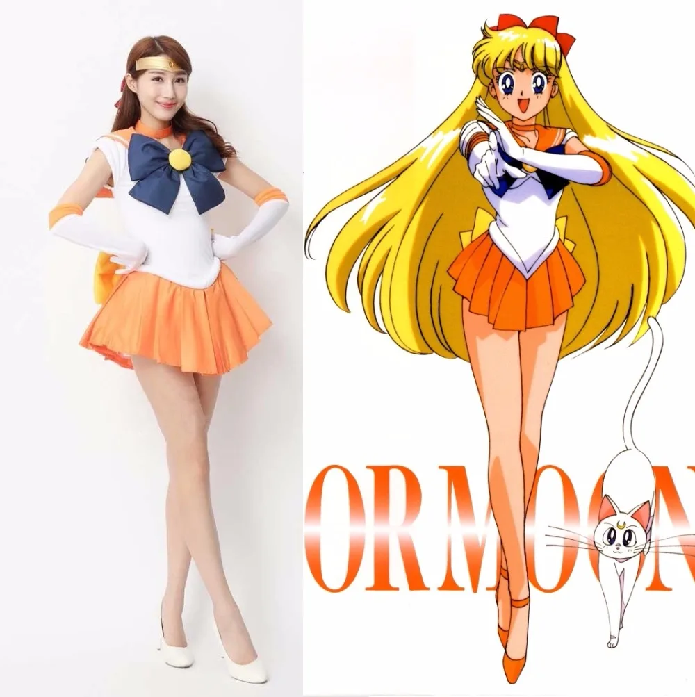 2017 New Anime Sailor Moon Cosplay Costume Sailor Venus Costumes Carnaval\/Halloween Costumes for 