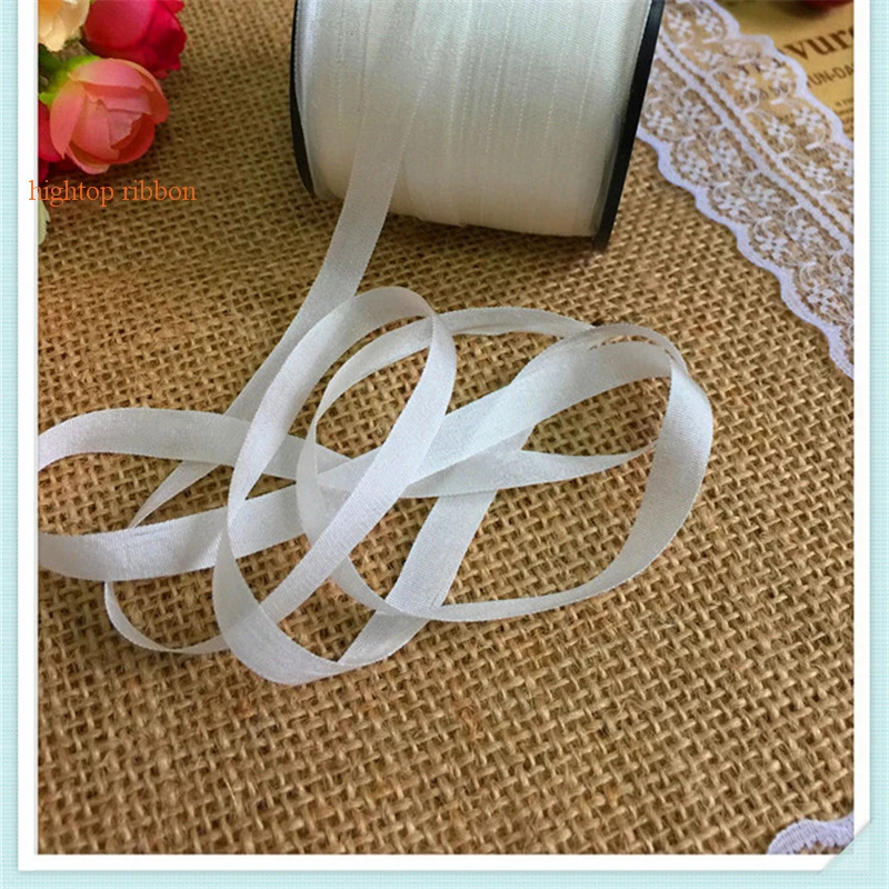 8mm*200m per roll white Genuine undyed white pure silk ribbon for
