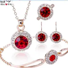 Прекрасный Подарок 925 Серебряных CZ Цирконий Кристалл ожерелье браслеты серьги кольца четыре костюм сплава ди-эймонд ювелирные изделия наборы
