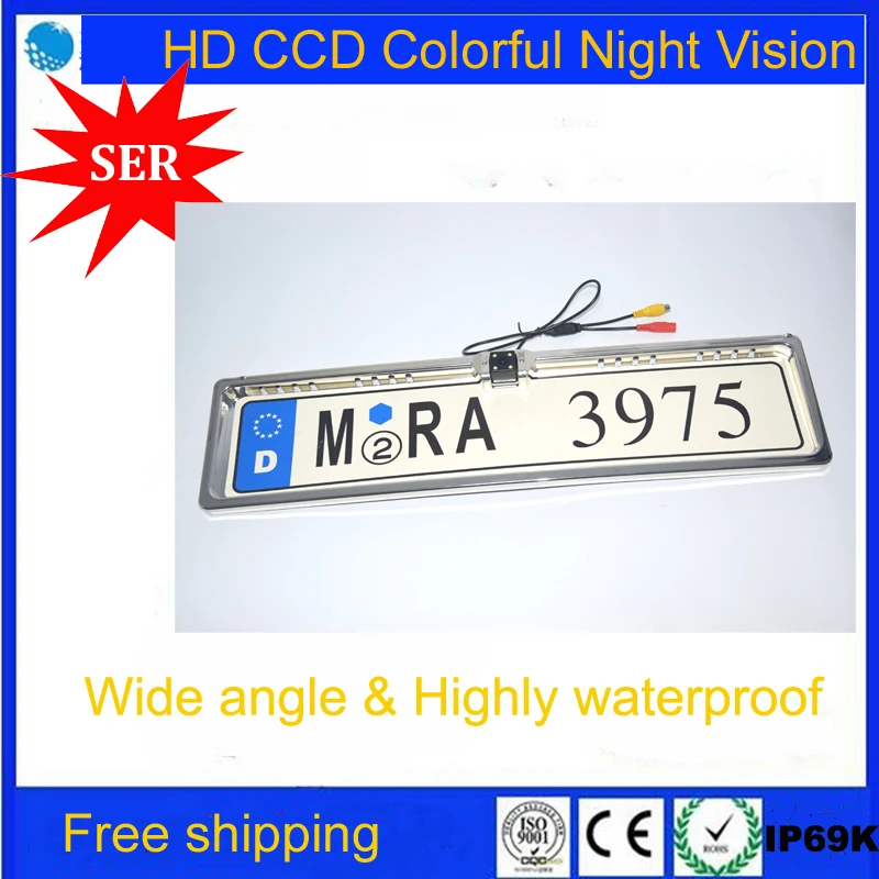 

Free Shipping European license plate frame Reverse Rearview backup Camera CCD HD Car Rear View Camera Parking for all vehicle