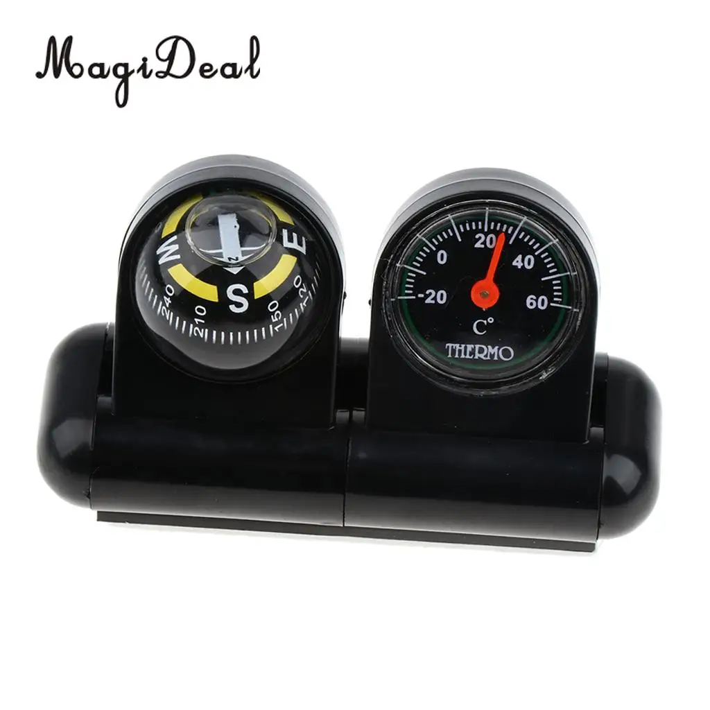 MagiDeal 2 In 1 Removable Car Compass and thermometer Adhesive Van Truck Vehicle Boat for Camping Hiking Dinghy Yacht Caravan