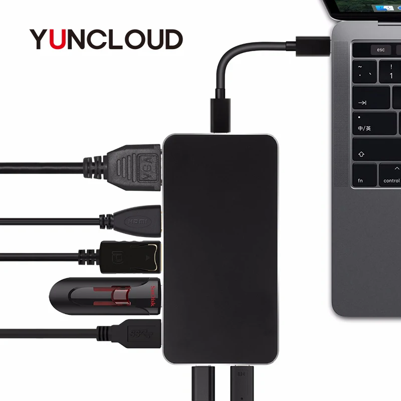 YUNCLOUD USB C Type C 3.1 HUB to HDMI/DP/VGA 1080P Video Adapter With Type C PD Power Delivery Hub For Macbook Samsung Galaxy S8 цена YUNCLOUD USB C Type C 3.1 HUB to HDMI/DP/VGA 1080P Video Adapter With Type C PD Power Delivery Hub For Macbook Samsung Galaxy S8 цены онлайн