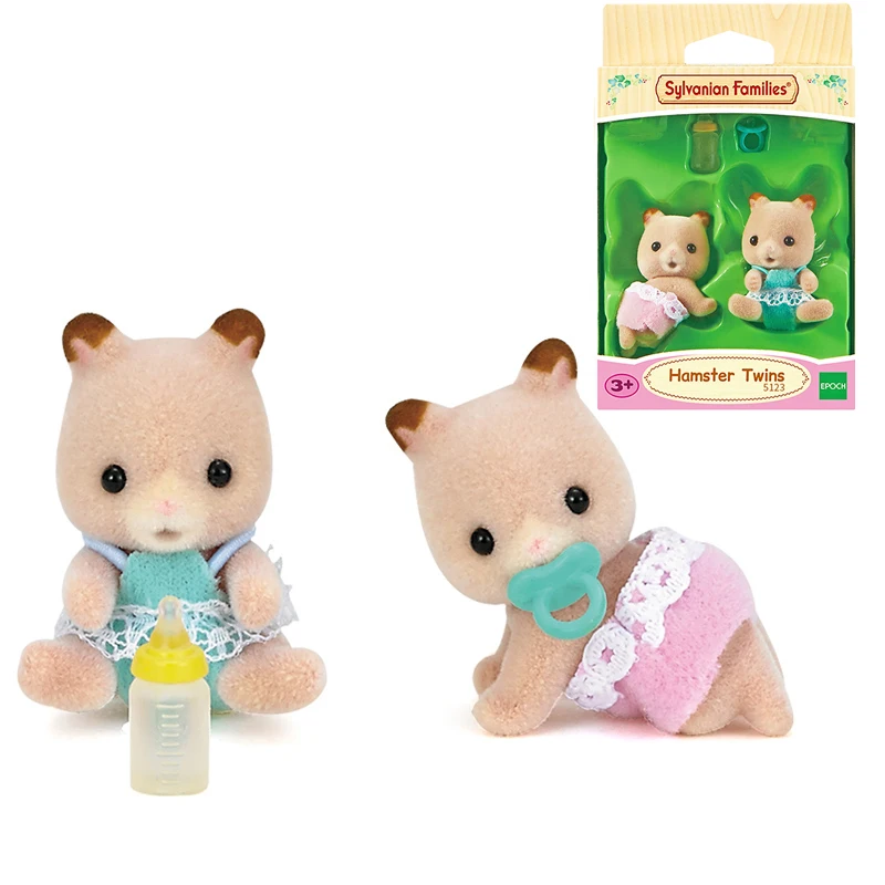 Sylvanian Families пушистый кукольный домик с животными, фигурка хомяка, близнецы, комплект для малышей, подарок для девочек, новинка 5123