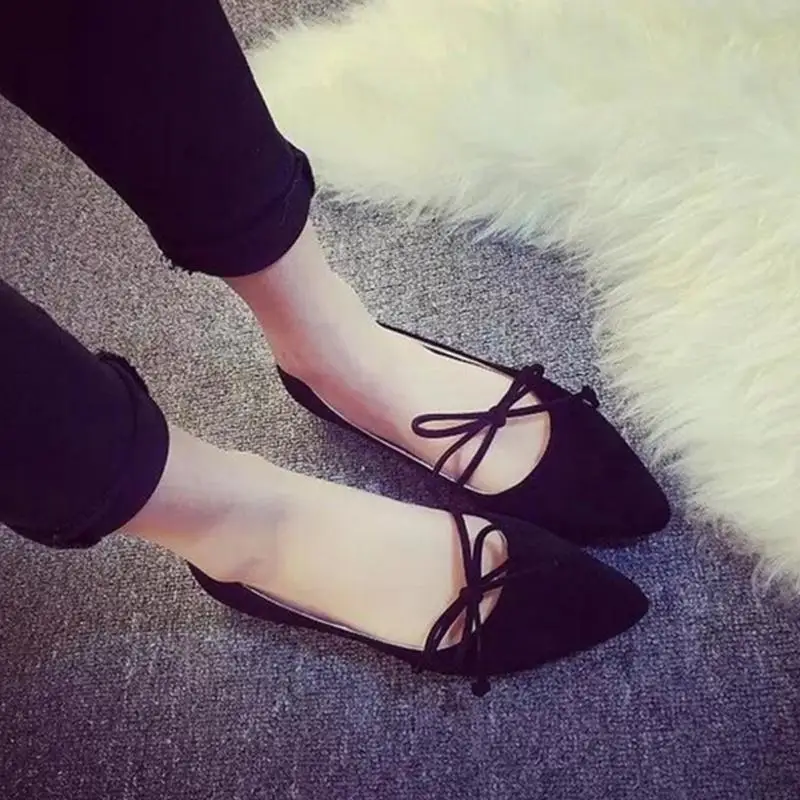 

2018 New Women Shoes Woman Flats high quality suede Casual Comfortable pointed toe Rubber Women Flat Shoe Hot Sale New Flats