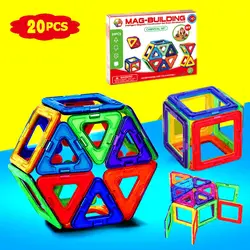 20 штук блоки магнитные Construction Set модель и строительство игрушки Пластик 3D 3D модель магнитных блоков развивающие игрушки для малыша PGM186