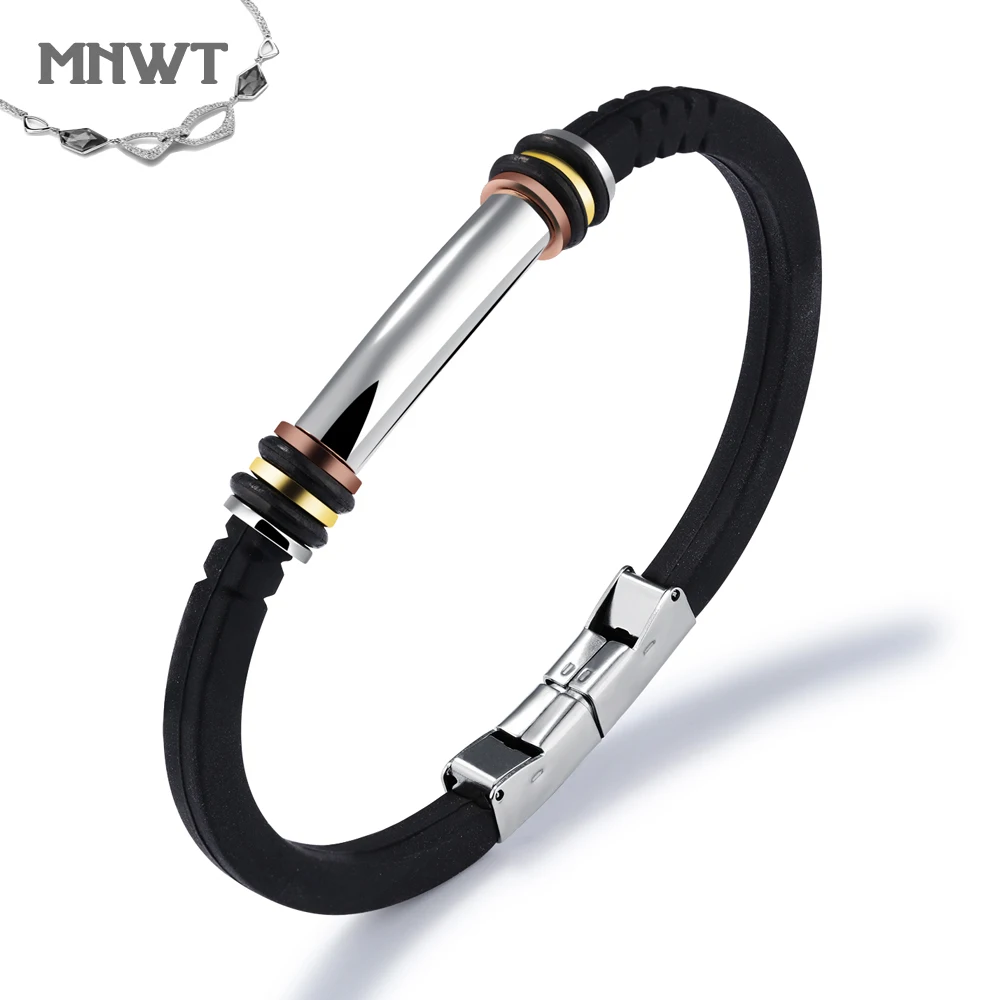 

MNWT Black Leather Bracelet Men Bangle Stainless Steel Fashion Jewelry Man Charm Wristbands Mens Simple Design Bracelets Gift