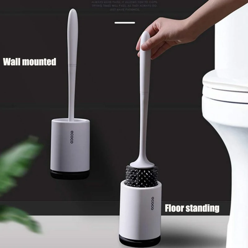 Силиконовая щетка для унитаза с мягкой щетиной, набор ершик для ванной комнаты и держатель, изготовлен из прочного термопластичного