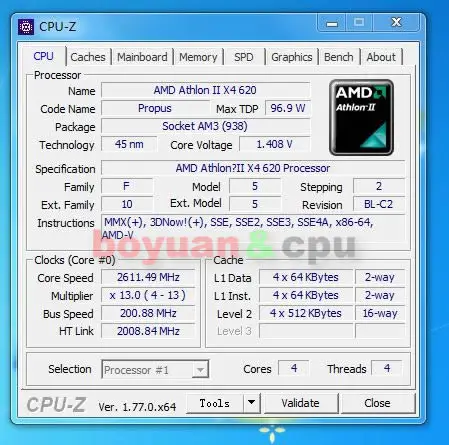 Четырехъядерный процессор AMD Athlon II X4 620 2,6 ГГц ADX620WFK42GI Socket AM3