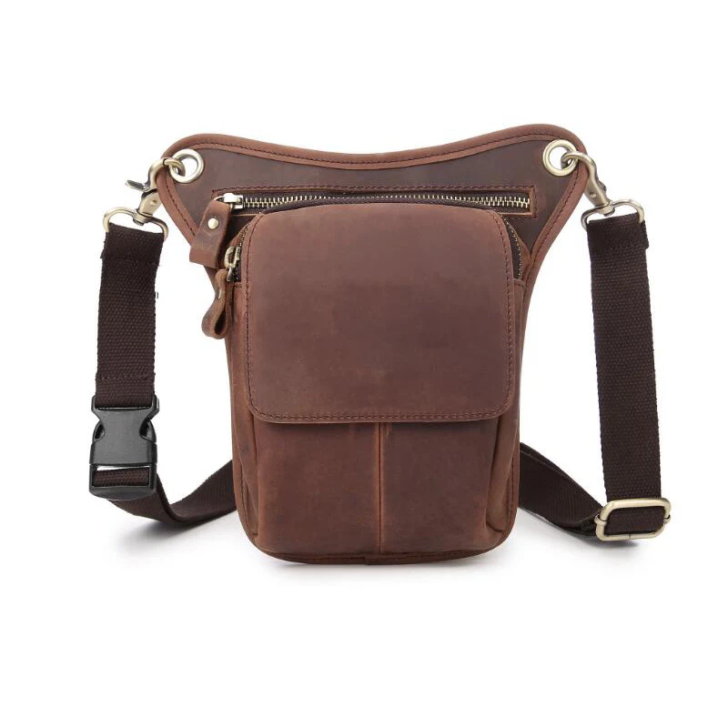 New genuine leather men&#39;s waist bags retro crazy horse leather small belt bags for men waist ...