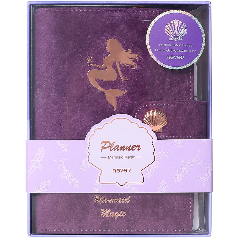 

Never Mermaid Series A6 Leather Cover Notebook 6 Holes Loose Leaf Planner Organizer Diary Book Set Ofice Gift Stationery
