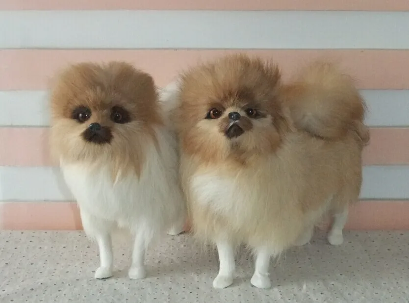 Cerca de 23x20.5x9cm Nova Simulação Brinquedo Polietileno & Peles Cor Natural Pomeranian Boneca Presente 1185 Cão 9 High Quality simulation dog