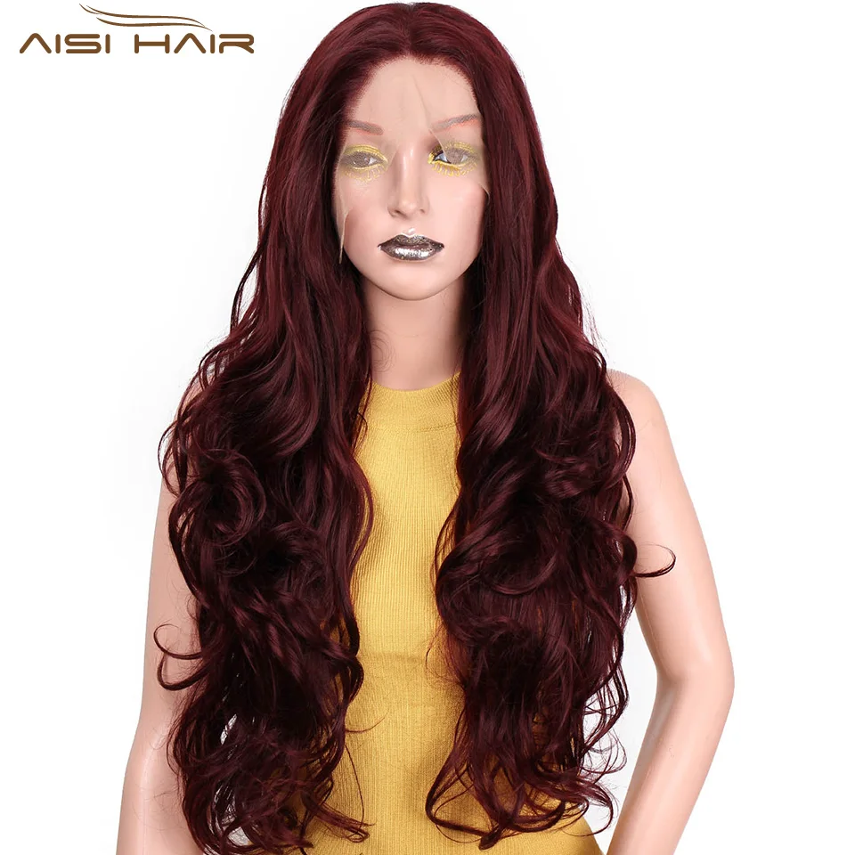 

I's a wig Long Synthetic Front Lace Wigs 26 inch Red Wavy Wig can be Cosplay Wave Hair Heat Resistant Fiber for women