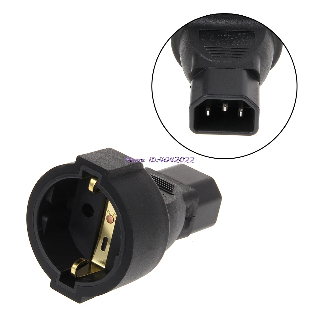 

IEC 320 C14 Male To CEE 7/7 European 3-Pin Female Power Socket Plug Adapter