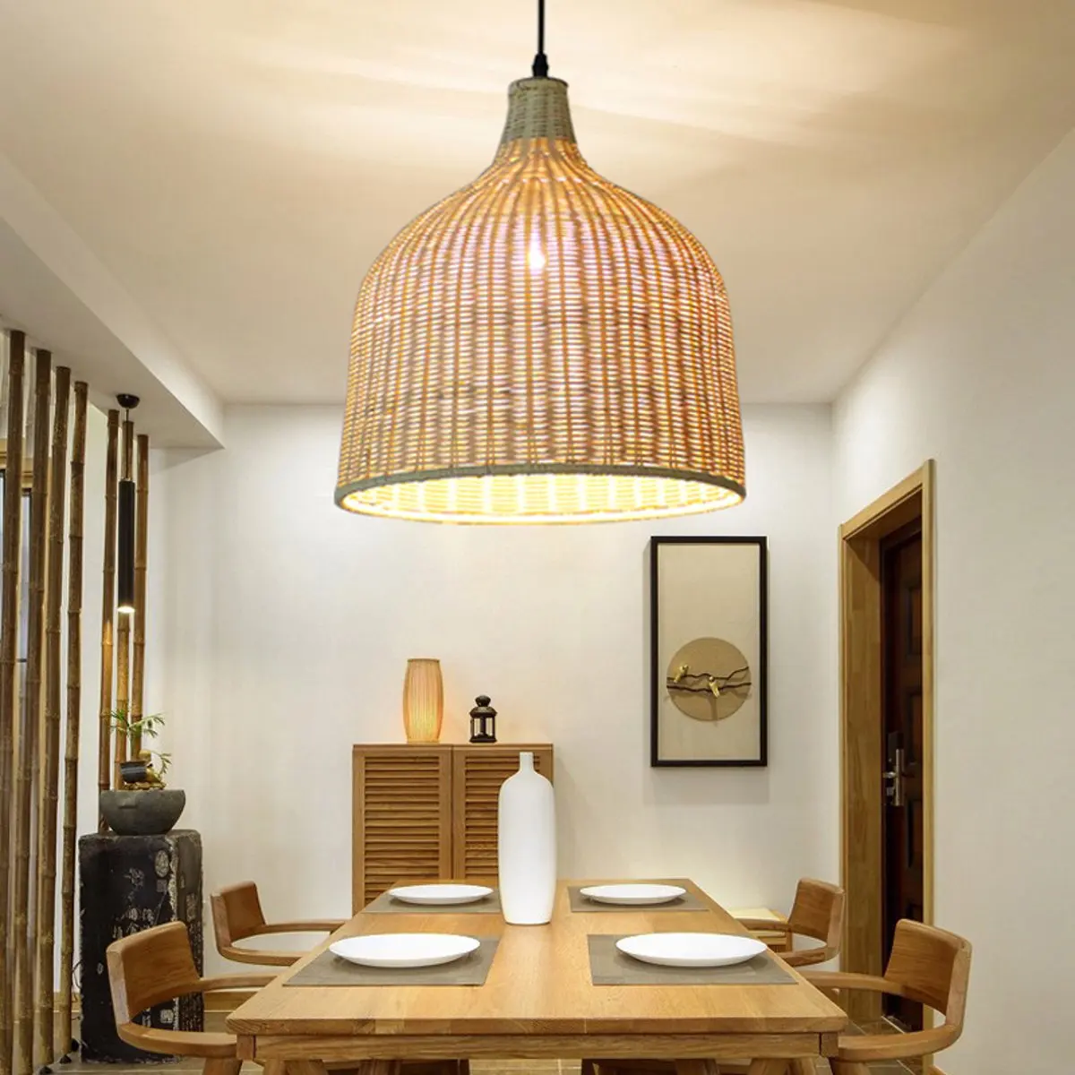 Современный подвесной светильник из ротанга E27, лампа для дома, комнаты, чайного дома, декоративное приспособление, лампа ручной работы, покрытие для бара, внутреннее освещение