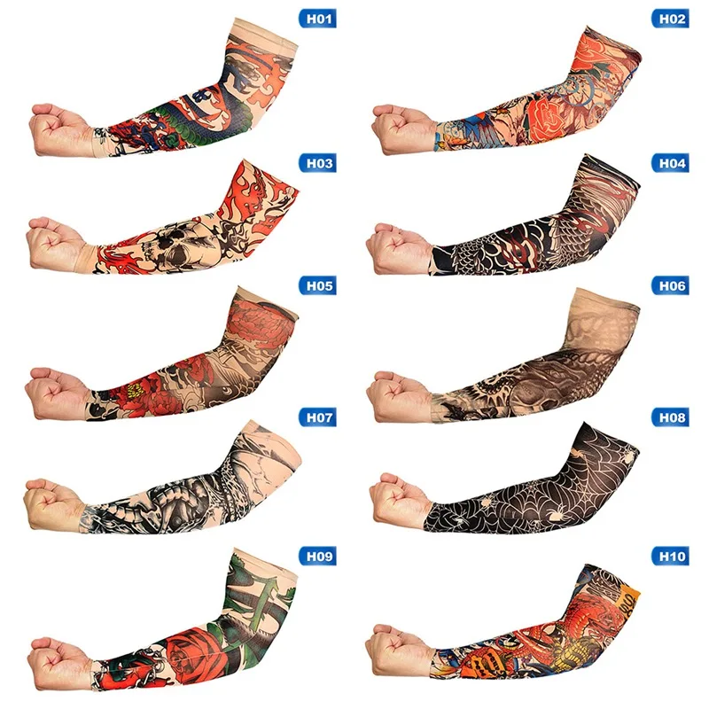 1PC Cycling Sports Tattoo Sleeves Cool Arm Sleeves Cycling Running Arm Warmer Sport Elastic Oversleeve Arm Warmers