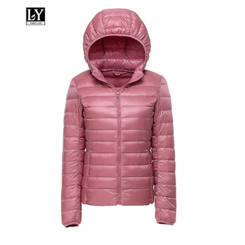 

Ly Varey Lin Ultra Light White Duck Down Hooded Jacket Women Short Coat Winter Female Plus Size 3xl Warm Down Zipper Outerwear