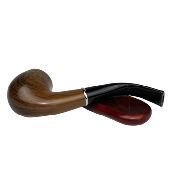 Classic Wood Grain Resin Pipe Chimney Filter Long Smoking Pipes Tobacco Pipe Cigar Gifts Narguile Gift Grinder Smoke Mouthpiece 3