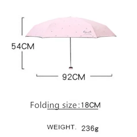 Size.Umbrella Rain Women Folding Umbrellas Female Sunny Parasol Lovely Mini Pocket Umbrella Girls Travel Waterproof