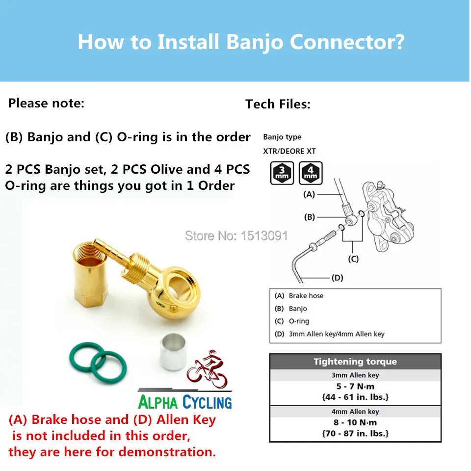 Соединитель велосипедного дискового тормоза для тормозной системы Shimano Olive & Banjo 2