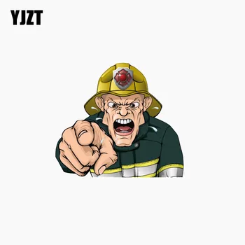 

YJZT 11.3CM*10.1CM Reflective Car Sticker Angry Firefighter Lnterest The Tail Of The Car Decal C1-7799
