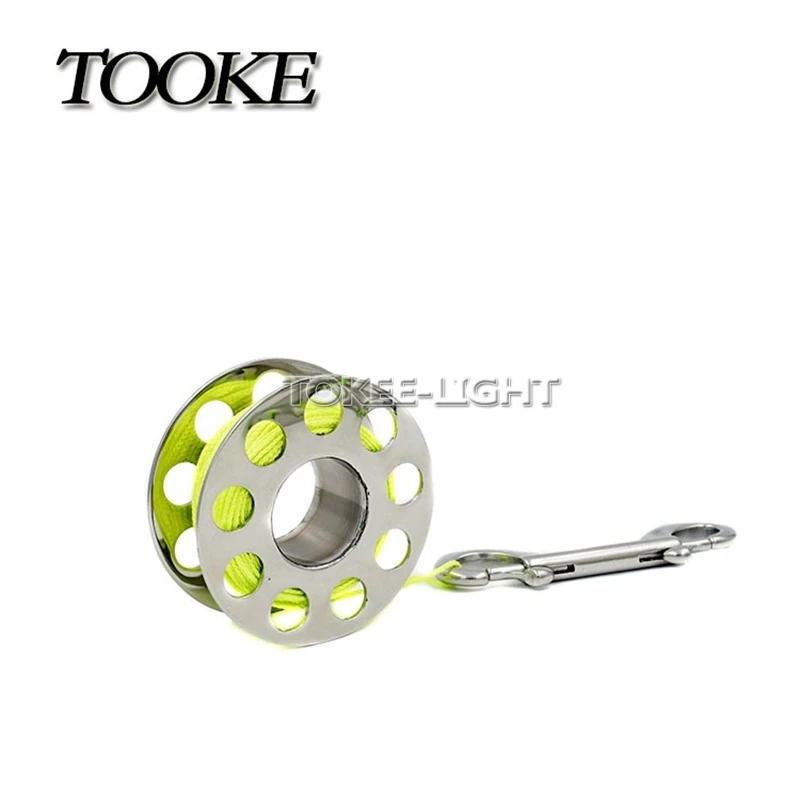 Stainless Steel Diving Finger Reel Dive Spool With Bolt Snap Clip Nylon Line 31M or 23M for Surface Marker Buoy Diver Underwater