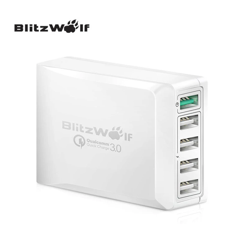 BlitzWolf Certified BW-S7 Quick Charge QC3.0 40W Smart 5-Ports High Speed Desktop Phone USB Charger Adapter For Smartphone