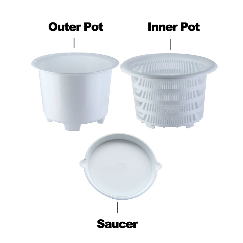Meshpot 8 Inches Plastic Orchid Pot With Holes,Double Layers Garden Pot,Planter Container Root Controlling Patent Technology
