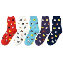 Модные весенние новые носки, высокое качество, милые женские хлопковые носки с рисунком кота из мультфильма