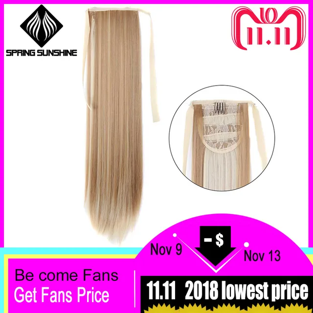 Best Offers Spring sunshine 60cm Long Straight Clip In Hair Tail False Hair Ponytail Hairpiece With Hairpins Synthetic Hair Extensions