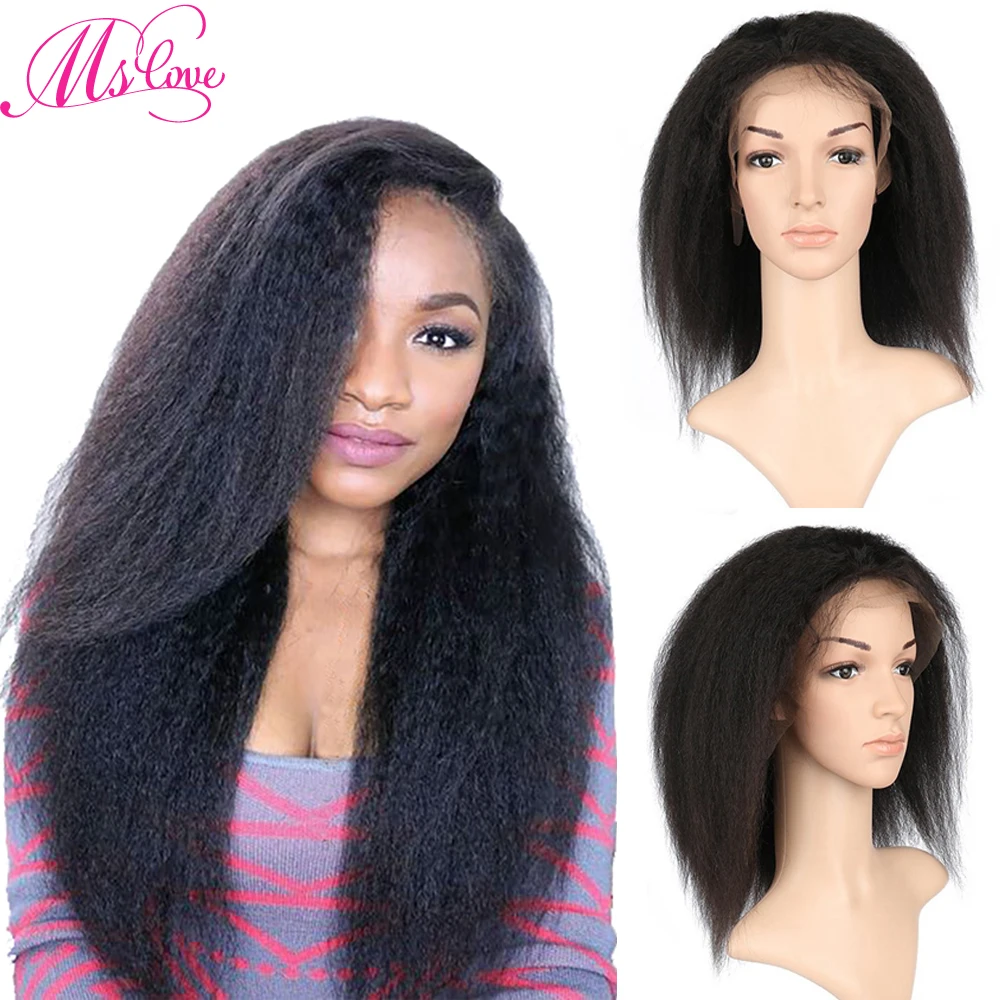 Ms Love Kinky Straight Wig Lace Front Human Hair Wigs With Baby Hair Yaki Brazilian Wig For Women Full Lace Wig Remy Hair