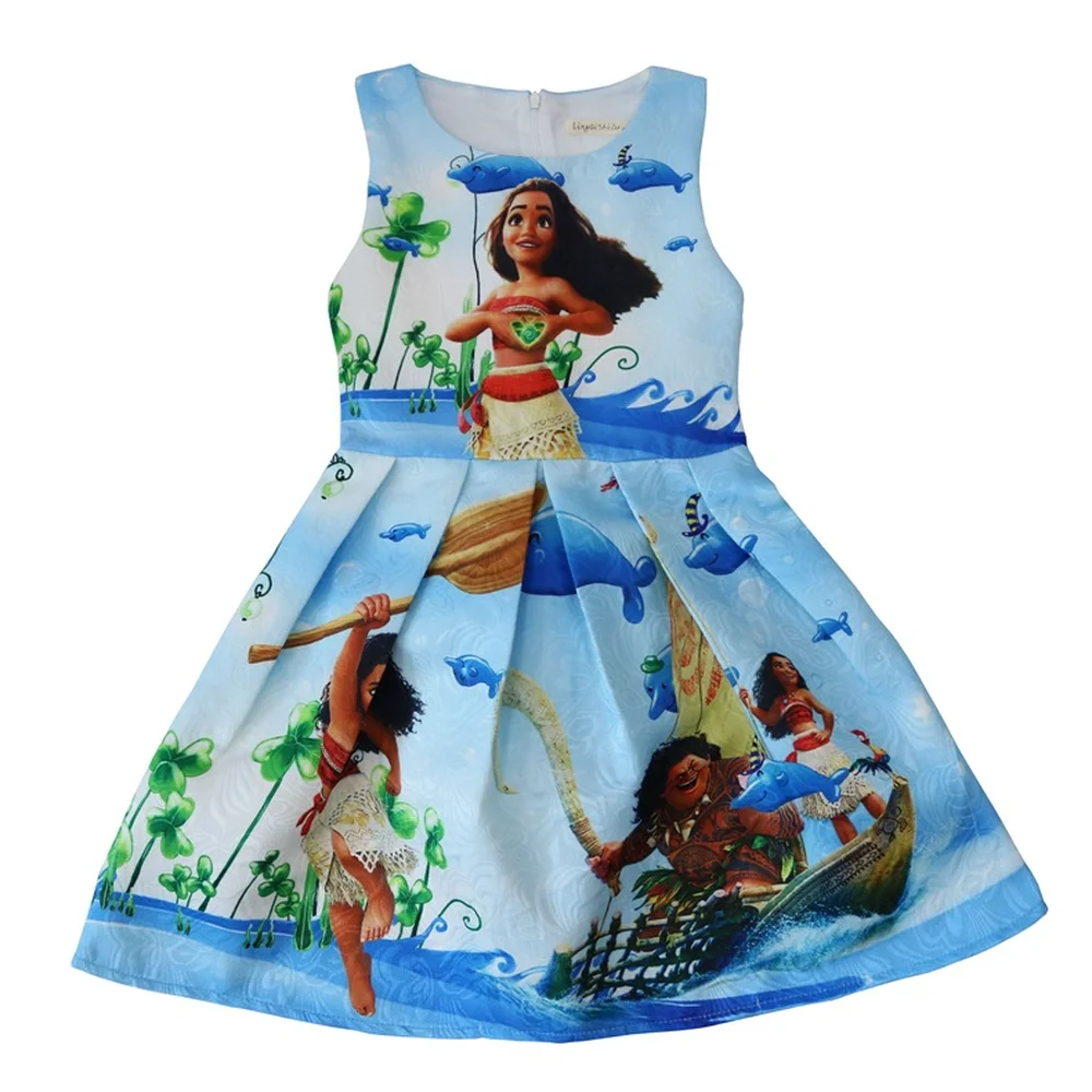 

New Prom Dresses 2018 Summer Moana Girls Dress Pattern Vaiana Dresses Baby Gilrs Clothes Princess Party Wedding Dresses 3-10Y
