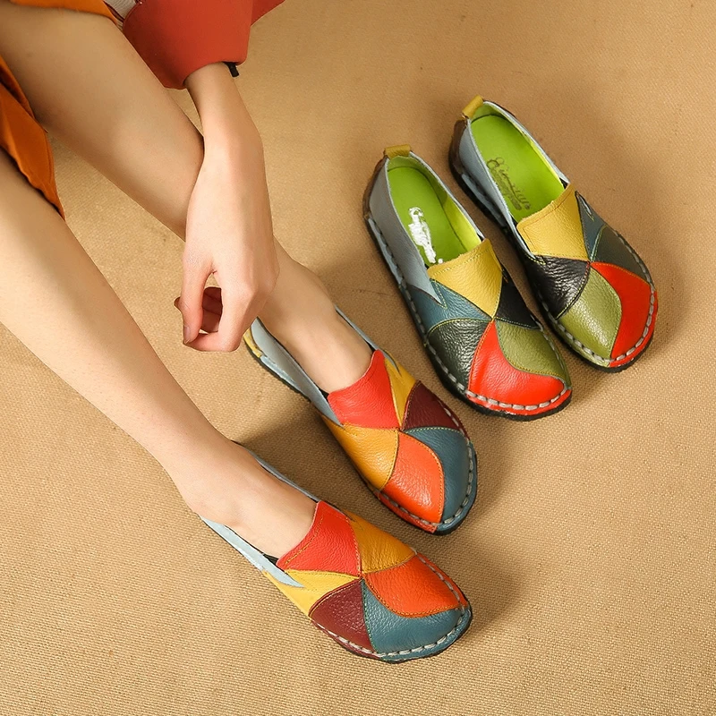 Vente Véritable Chaussures En Cuir Femmes Mocassins Appartements Mocassins Femmes Chaussures Plates Glissent Sur la plate forme D été Chaussures Dames Casual Zapatos Mujer