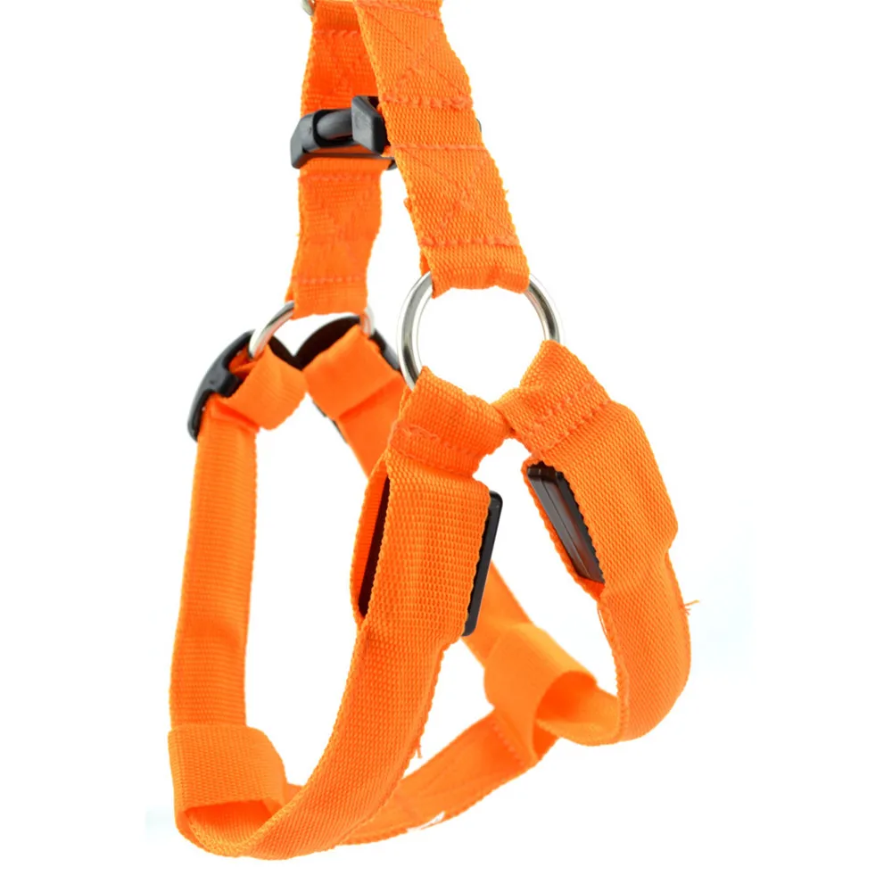 Светодиодный светильник, поводок, шлейка для домашней собаки, нагрудные ремни, светящиеся регулируемые поводки, безопасный светильник, нейлоновая бирка#25 - Цвет: Orange