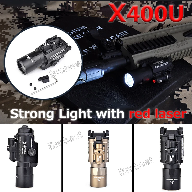 Airsoft Surefir X400 ультра светильник Пышка красный лазер 20 мм Picatinny Weaver Rail Mount 450 люмен X400U