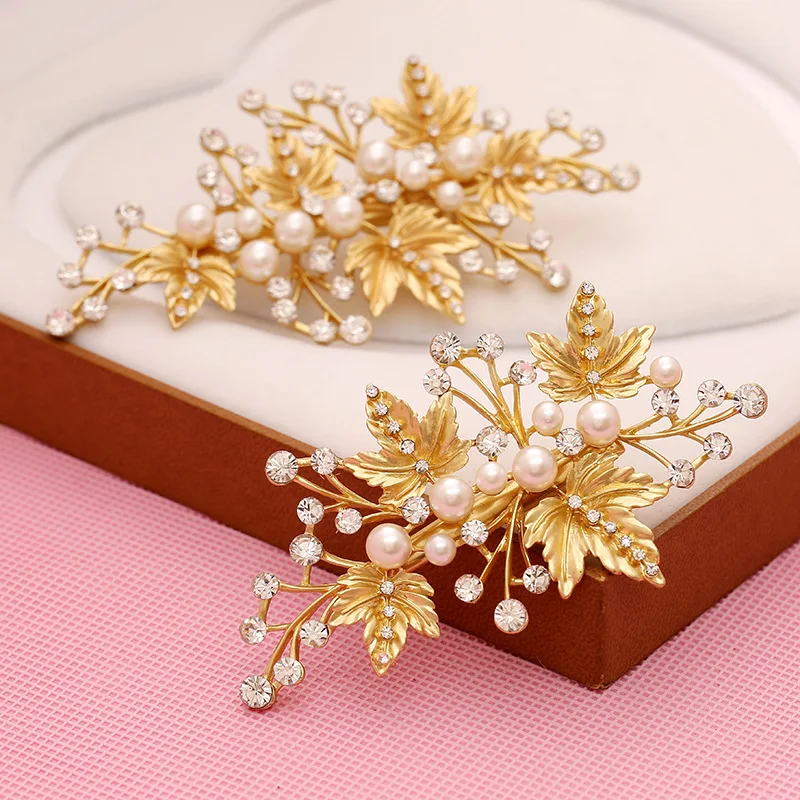 

Wedding Decoration New Handmade Pearl Rhinestone Hairpin Duckbill Clipper Bridal Plate Hair Clip Bridal Accessories