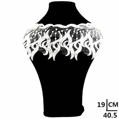 1 шт. полиэстер кружевная ткань воротник Вырез Аппликация и шитье вышивка гипюр 3d белый кружевной материал для вечерние платья - Цвет: White