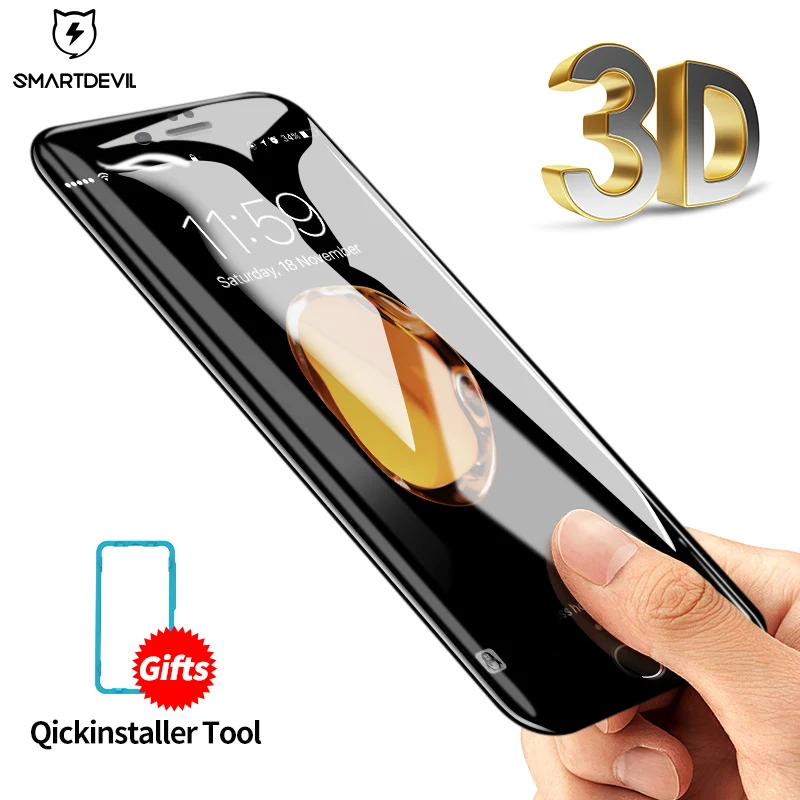 

SmartDevil 3D Round Curved Edge Tempered Glass For iPhone 6 6s Plus 7 8 X Full Cover Protective Premium 3D Screen Protector