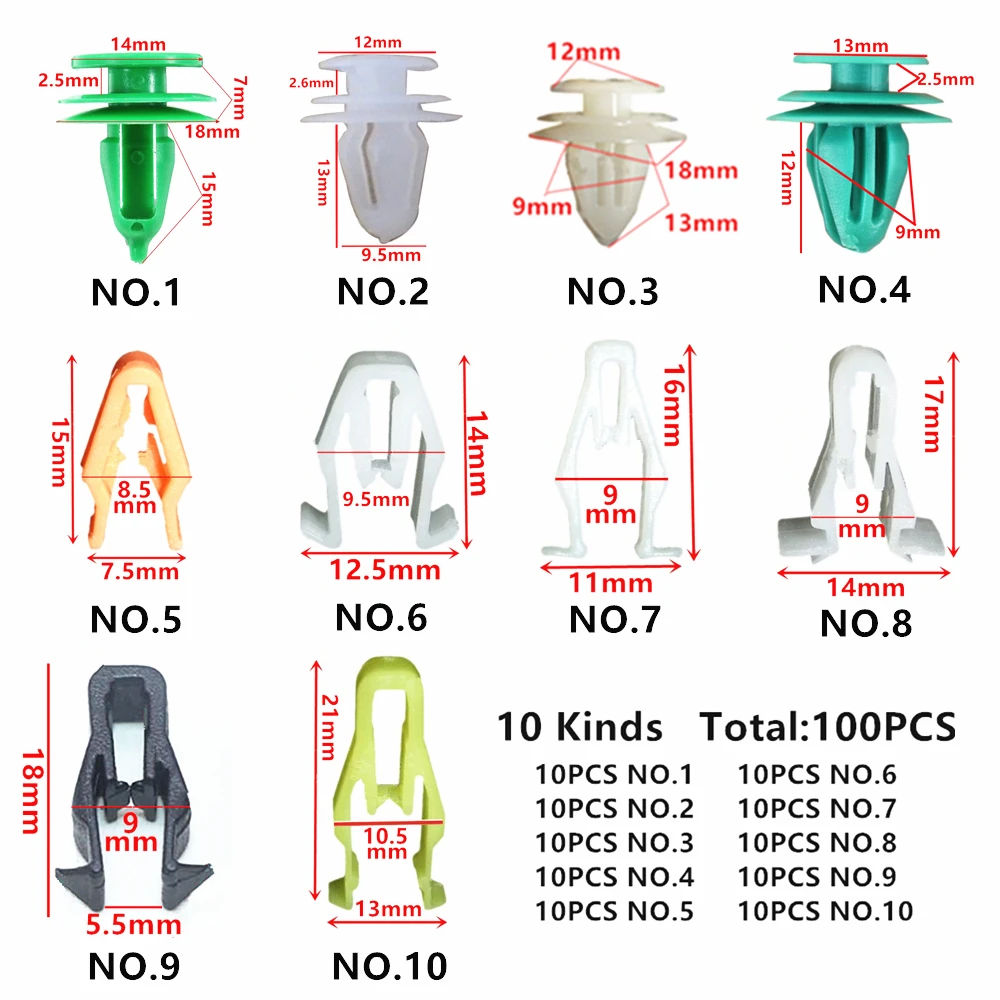 100 шт Универсальный Авто Ремонт Техническое обслуживание электрические линии модификация фиксированные пластиковые крепежные зажимы смешанный набор для всех автомобилей