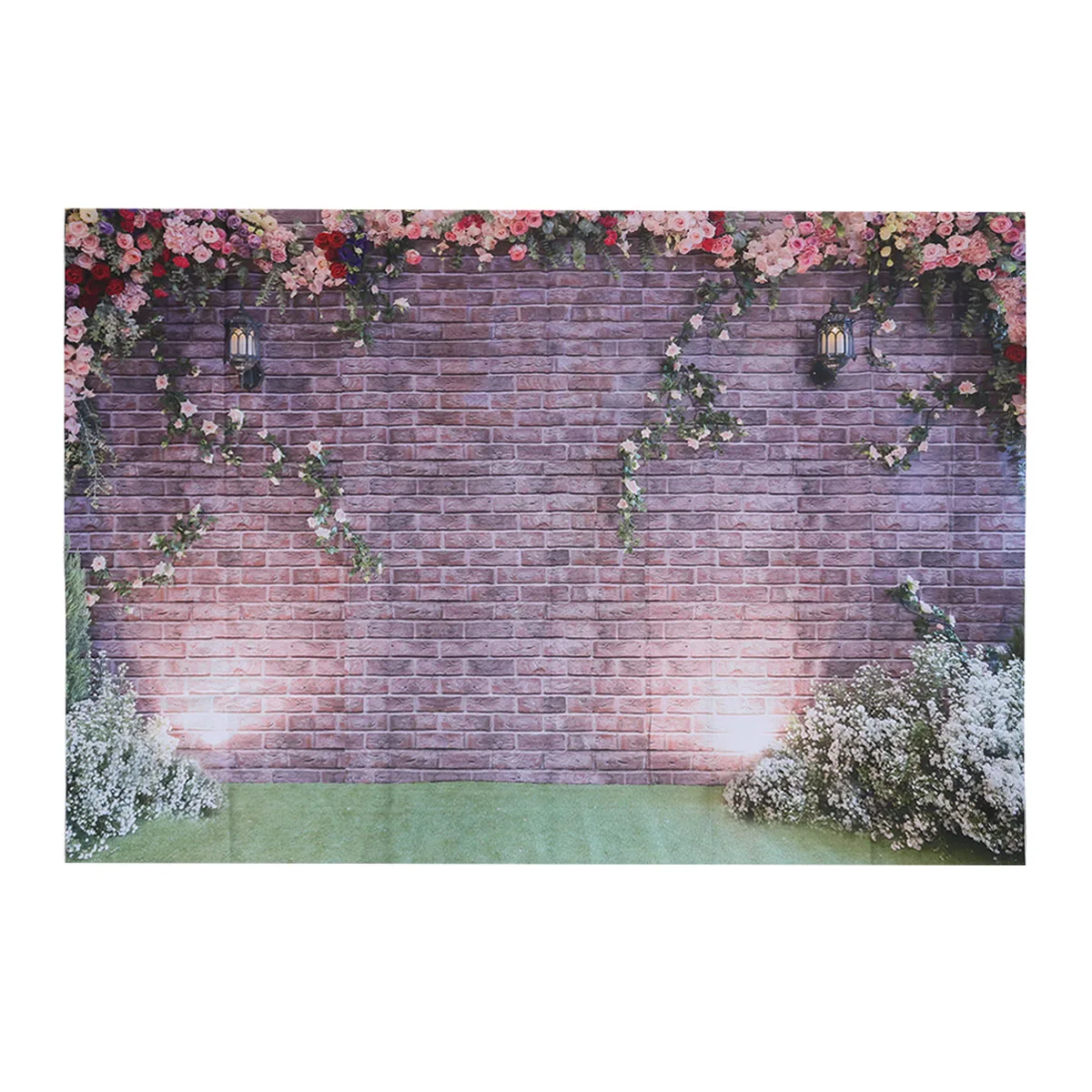 Romantic Decorative Brick Wall Flowers Vinyl Photography Background ...