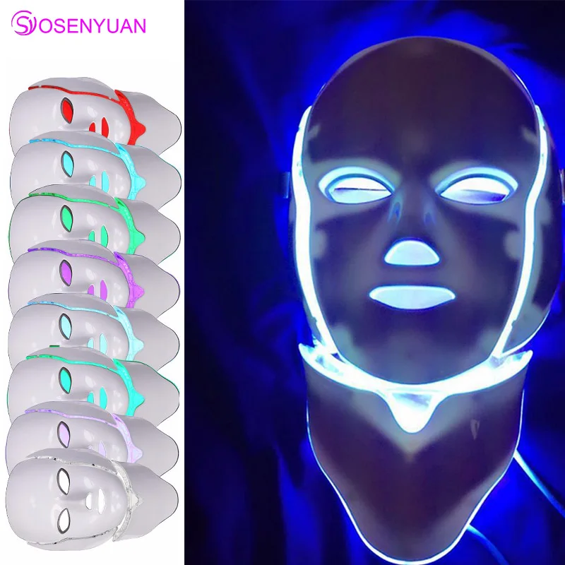 

NEWEST 7 Colors PDT Photon Electric LED Facial Mask & Neck Skin Rejuvenation Anti Acne Wrinkle Beauty Treatment Salon Home Use