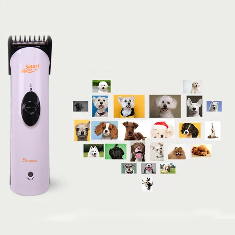 SUEKER Rechargeable Low-noise Pet Grooming Set Electric Professional Animal Cat Dog Hair Trimmer Clipper Shaver(EU plug)