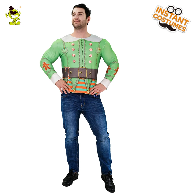 

Popular Men's 3D Digital Printing T-Shirt Funny Ugly Christmas Elf Sweater Imitation Costumes