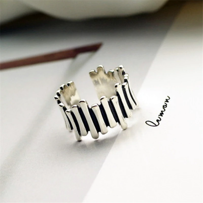 

Punk 925 sterling silver irregular adjustable rings stump bone rock wide surface large finger rings for women ladies KJZ0292