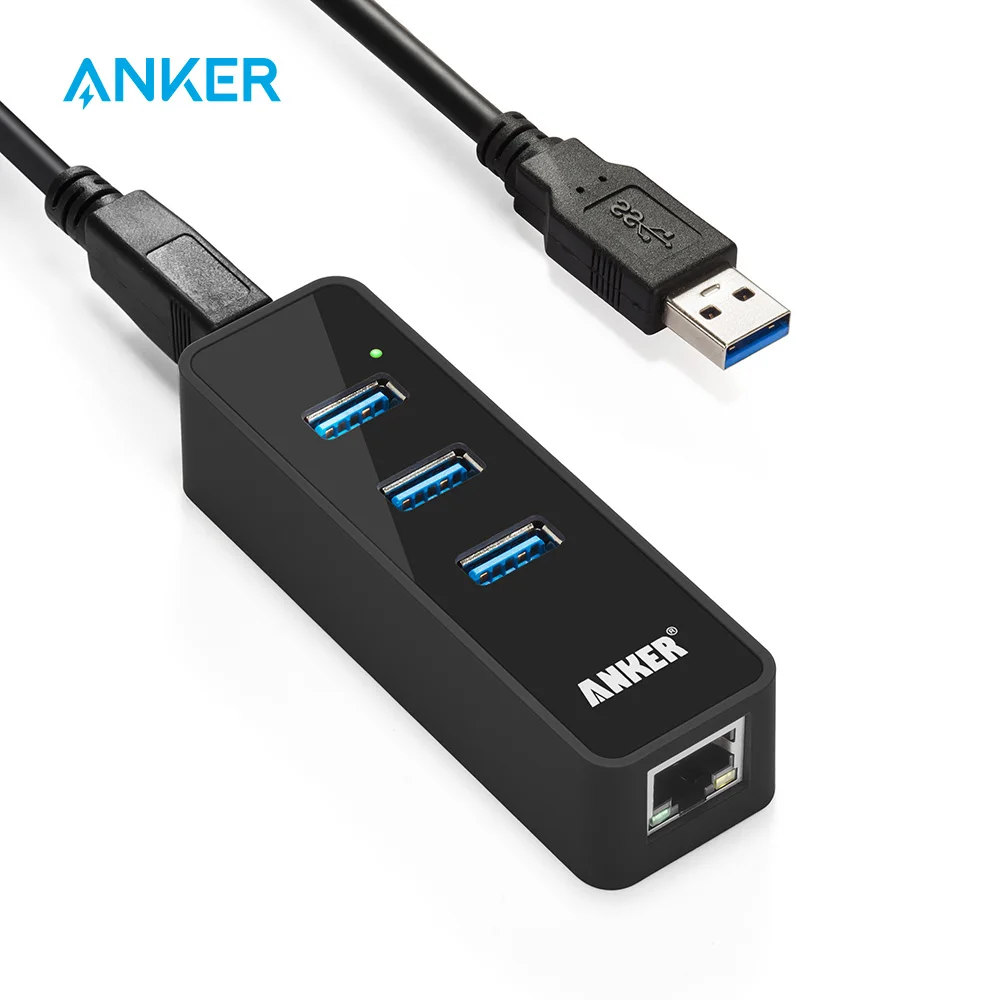 Anker 3-Порты и разъёмы USB 3,0 концентратор с конвертер Gigabit Ethernet, RJ45 Gigabit Ethernet Порты и разъёмы для Windows XP, Windows Vista, Windows Win7/8, Mac OS и т. д