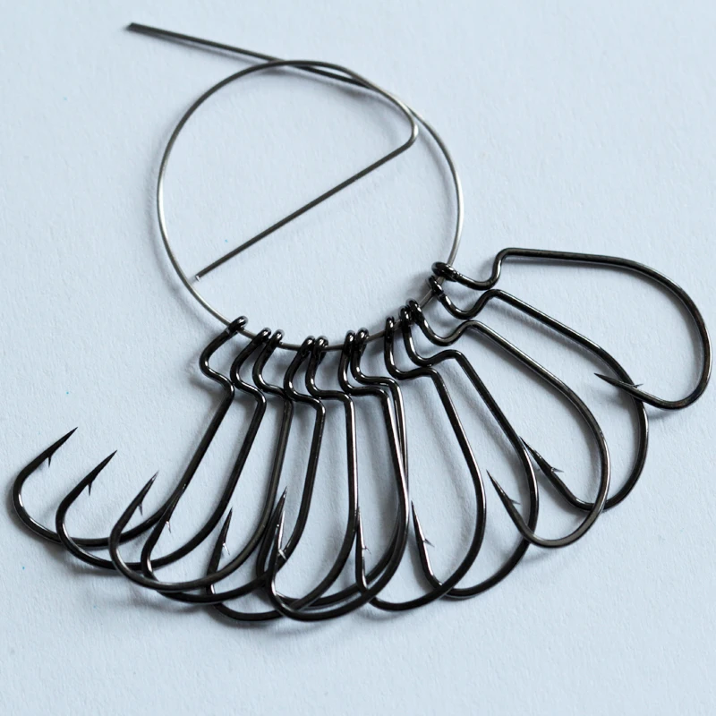 

BaMMax Fishing 12pcs/lot 12# High Carbon Steel Crank hook for Soft Fishing Lure black Crank Lead Sharp Hooks accessories